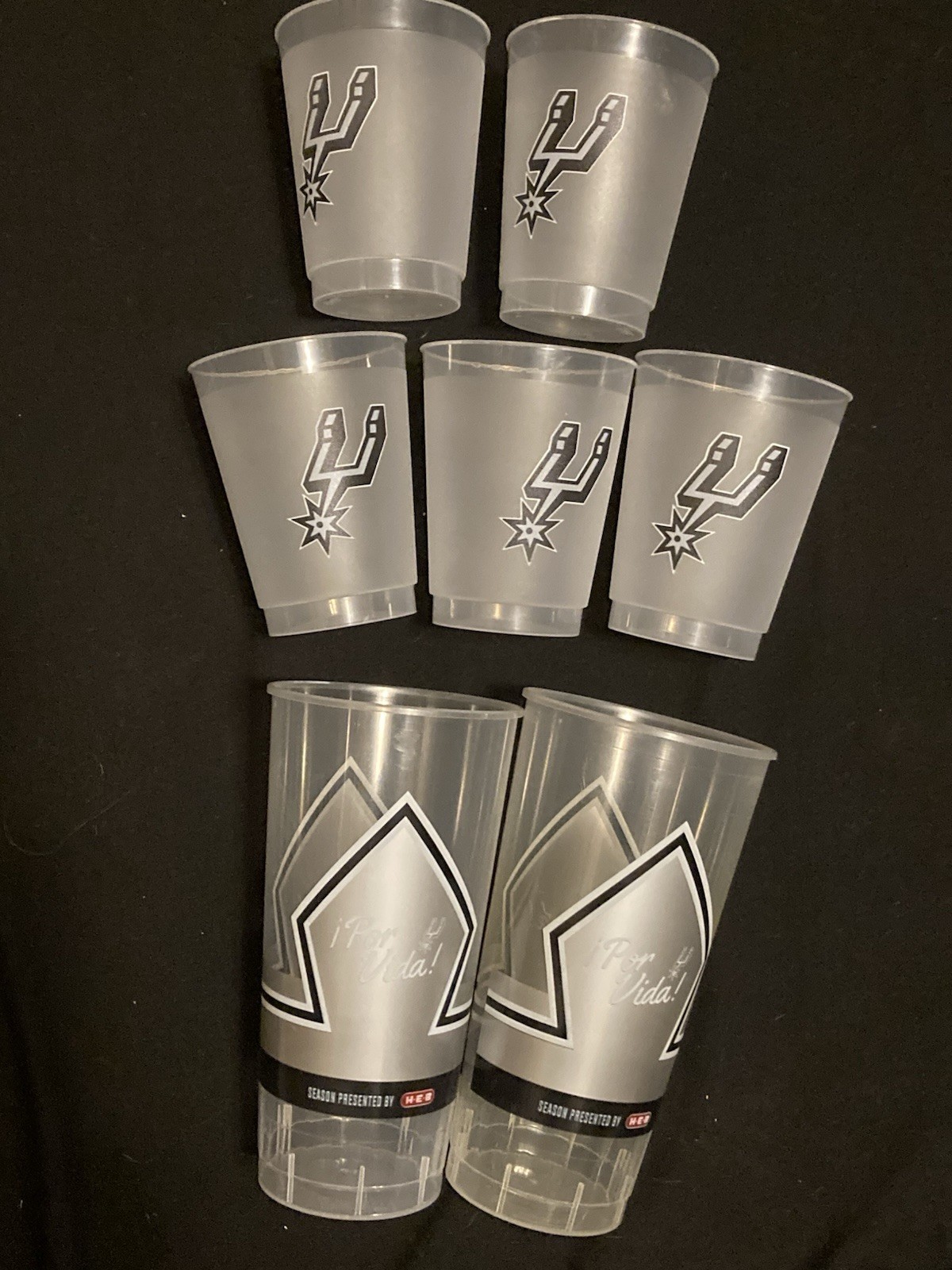 Plastic San Antonio Spurs Cups Souvenirs 2 Por Vida! Cups -20 oz, 5 -8 oz Cups