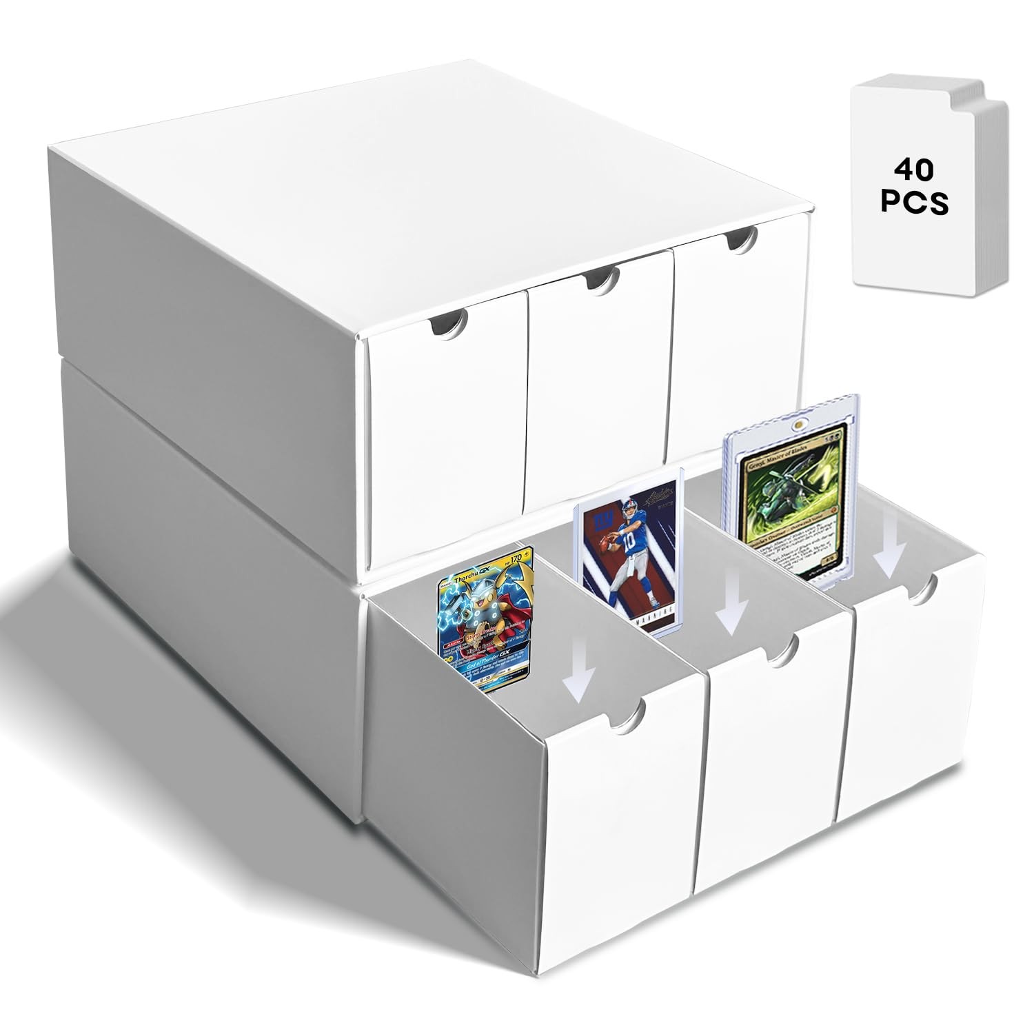 Trading Card Storage Box, Top Loaders Storage Box with 40 Dividers, Cardboard…