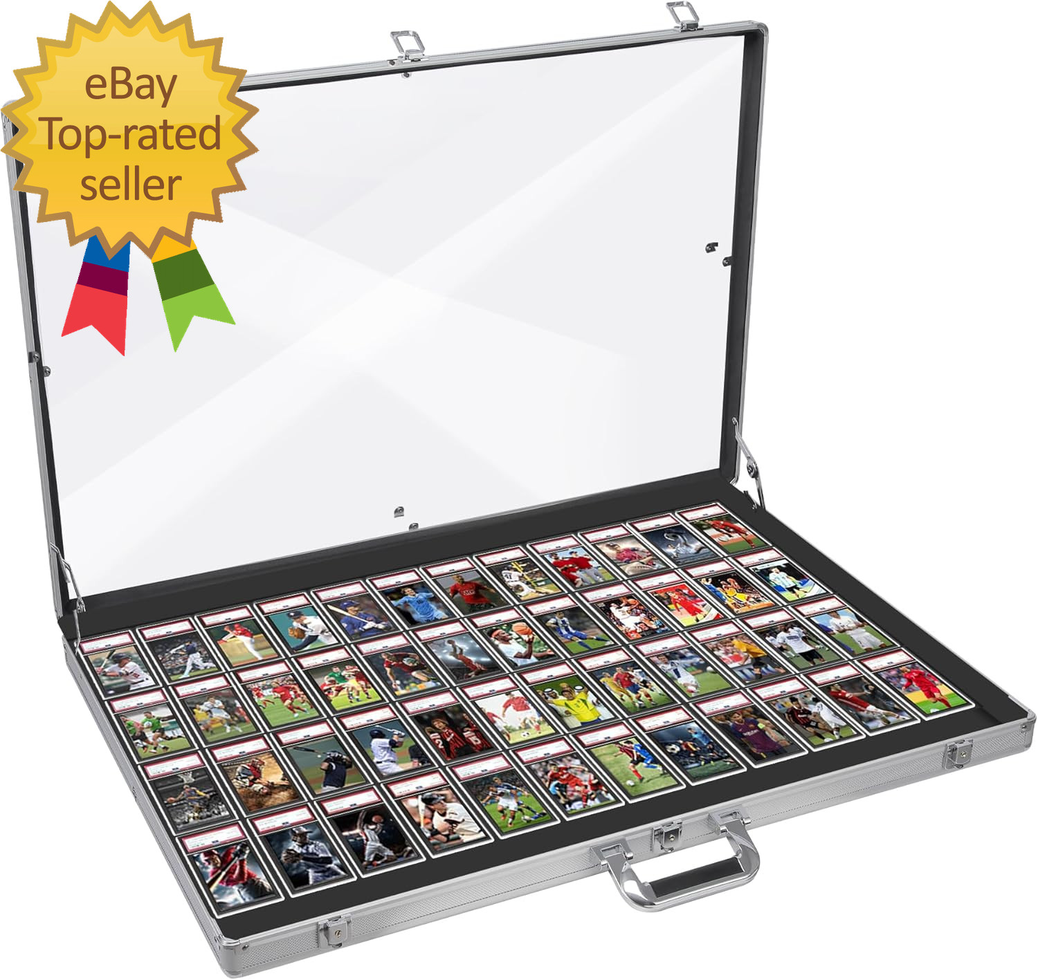 Card Display Case, Aluminum 34″ L X 22″ W Glass Display Case for Cards, XL Large