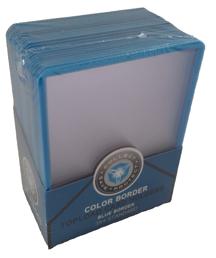 CSP Blue Border Rigid Top Load Protector Package of 25 12 mil New NIP 3×4