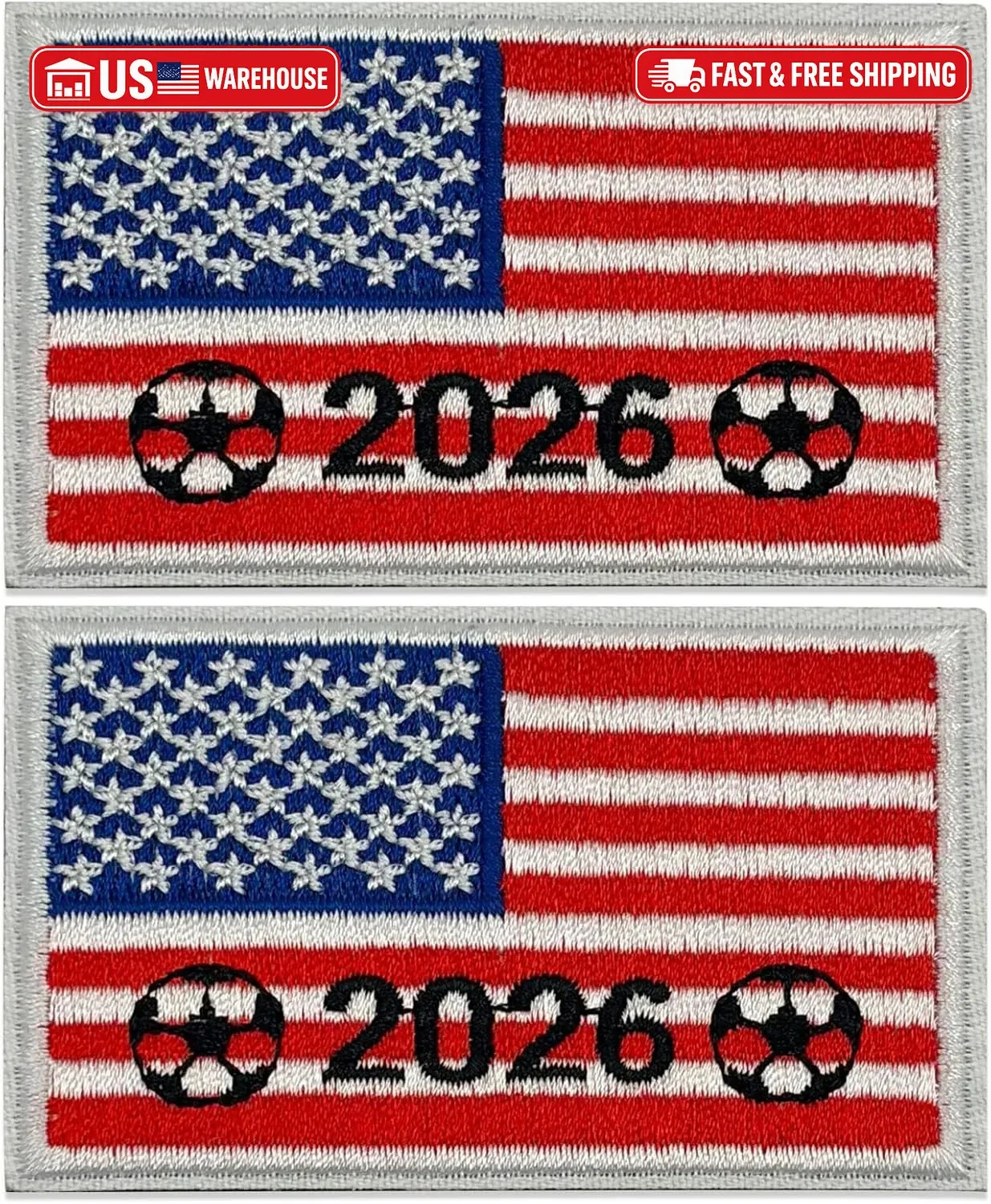 2PCS World Cup Soccer Patches America Flag Soccer Patch Embroidered Football App