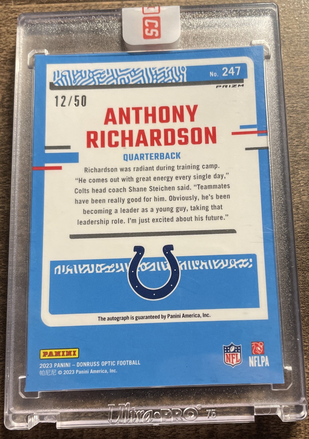 2023 Donruss Optic ANTHONY RICHARDSON Purple Stars Rookie AUTO /50 SEALED