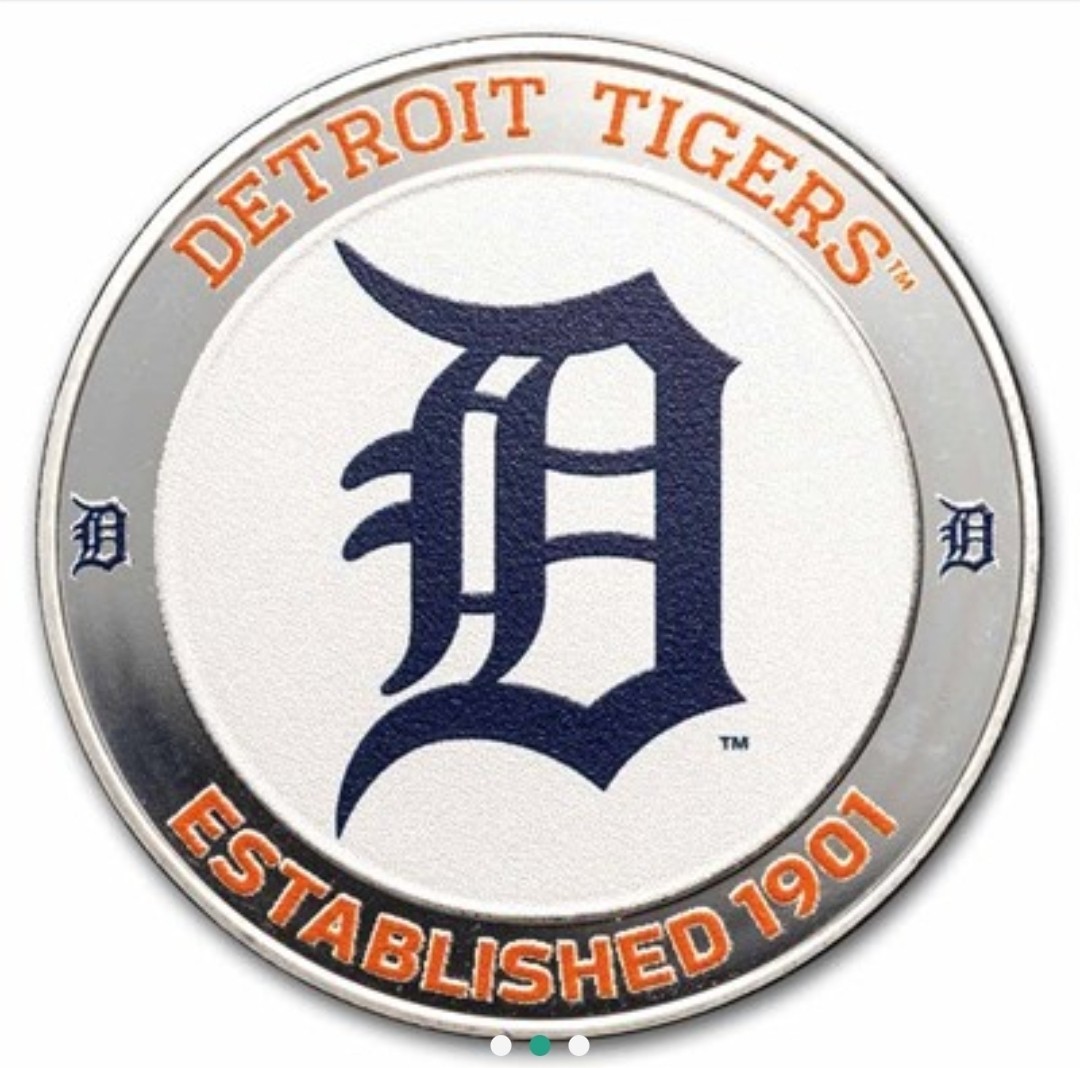 Licensed MLB Detroit Tigers 1 Troy oz. .999 Silver Colorized Round Coin With Box