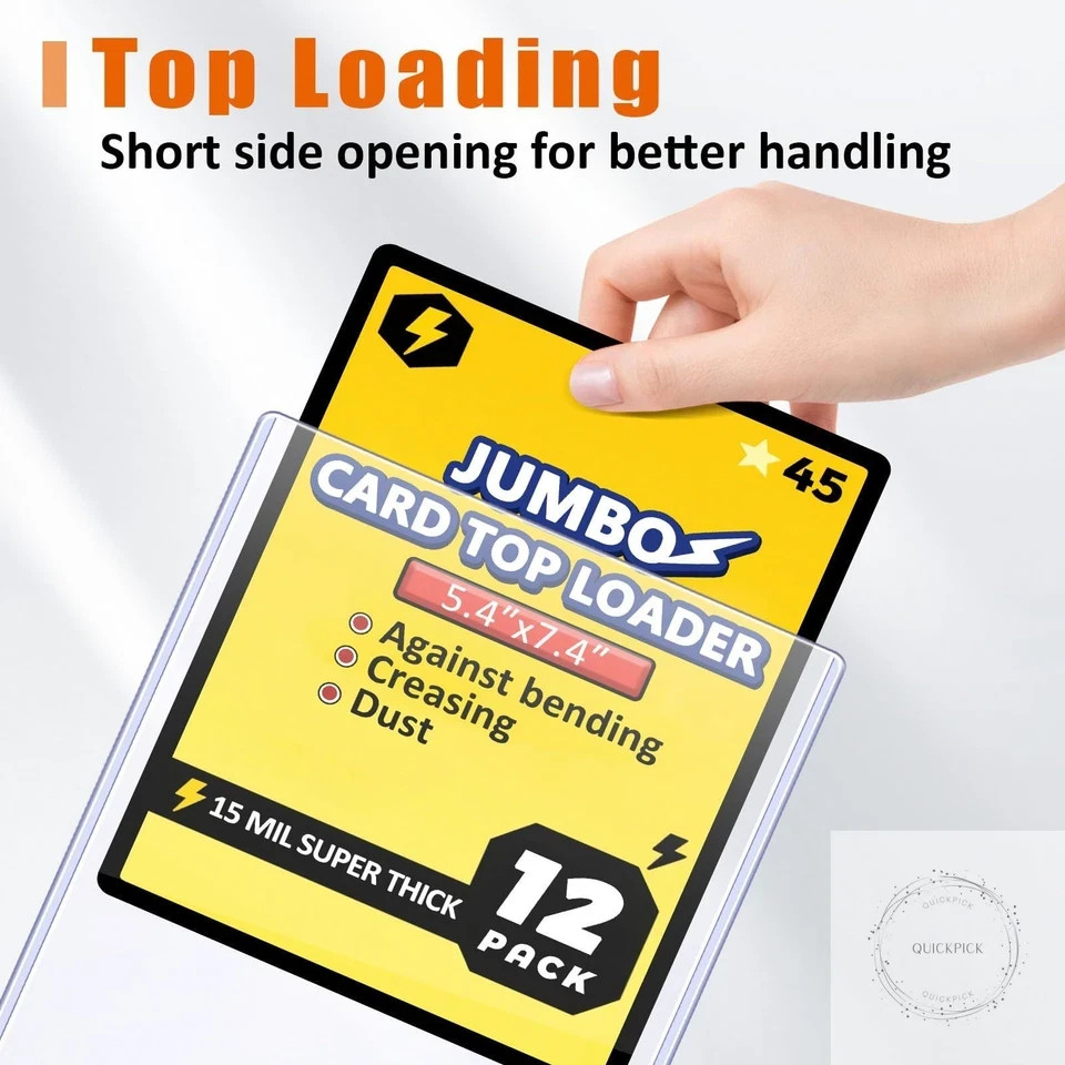 Jumbo Card Hard Sleeves, Top Loader for 5.4×7.4″ Jumbo Card -12 Pack