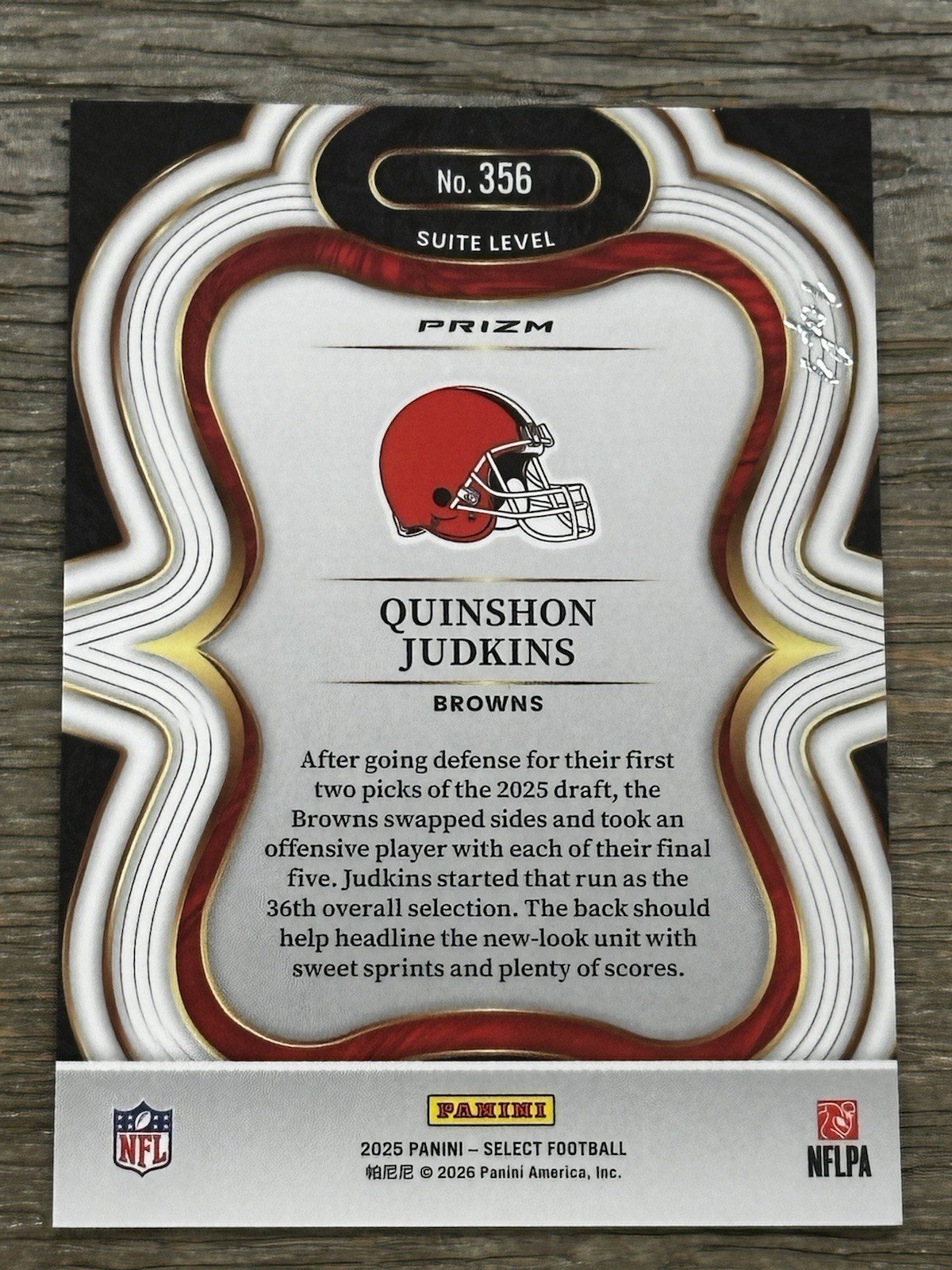 2025 Panini Select – Suite Level Quinshon Judkins #356 Black Mojo 1/1 (RC)