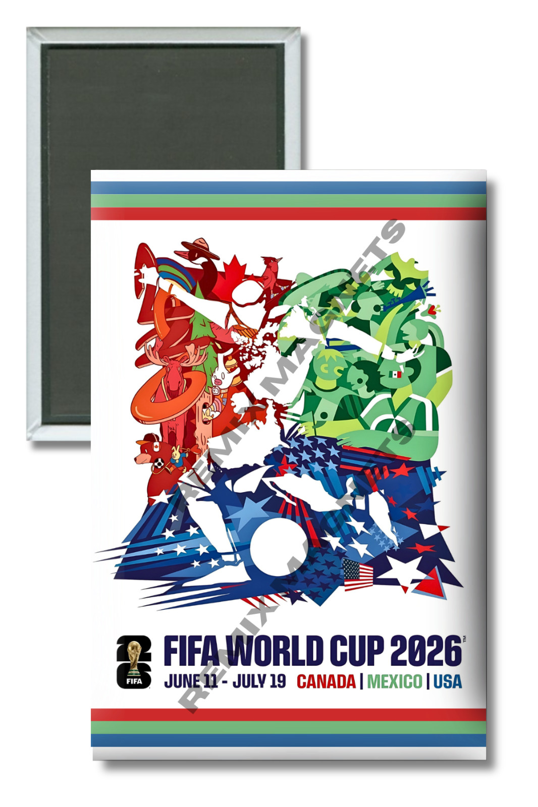 2026 FIFA World Cup Canada Mexico USA Soccer 2″ x 3″ Refrigerator Magnet
