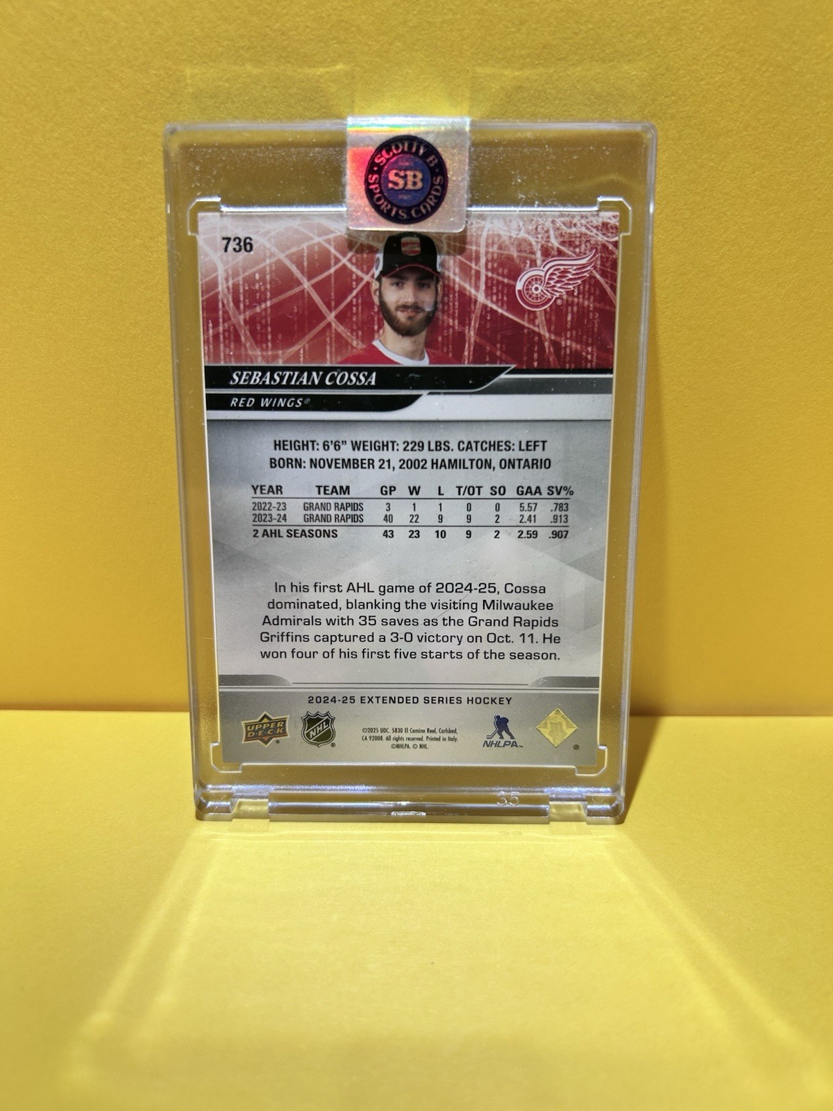 2024-25 Upper Deck Extended Series Sebastian Cossa #736 DELUXE 184/250 Draft SP
