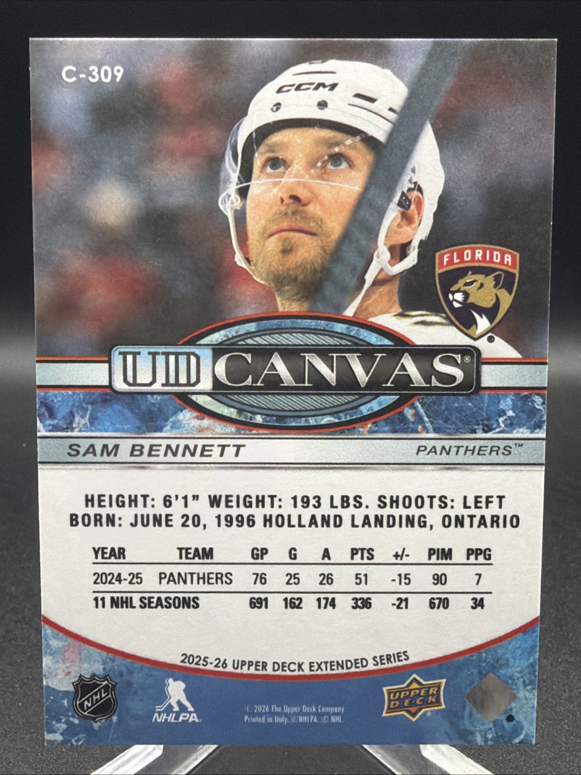 Upper Deck 2025-26 Extended Series UD Canvas Insert Sam Bennett Panthers #C-309