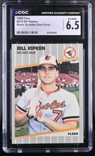 1989 Fleer Bill Ripken #616 Black Scribble Over Error CGC 6.5