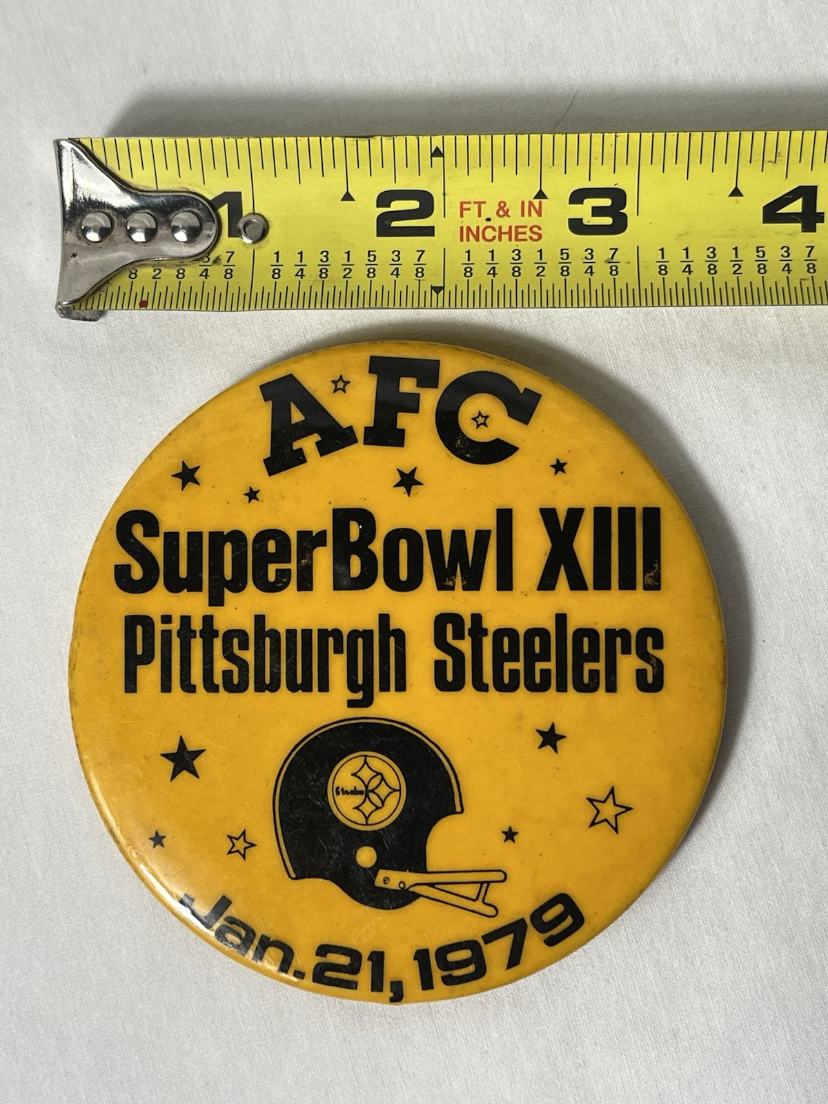 Vtg Pittsburgh Steelers 1979 3 1/2 inch button dead stock
