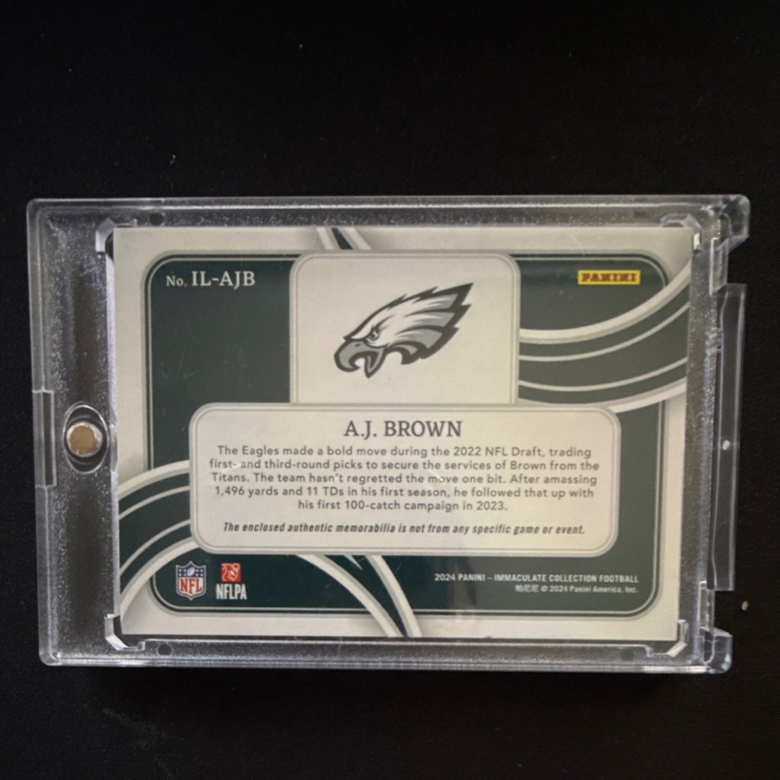 2024 Panini Immaculate Collection A.J. Brown Eagles NFL Shield 1/1 Insert
