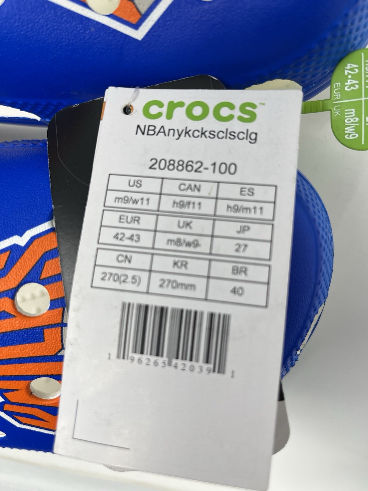 Crocs NBA New York Knicks Classic Clogs 208862-100 Basketball Mens Size 9 NEW