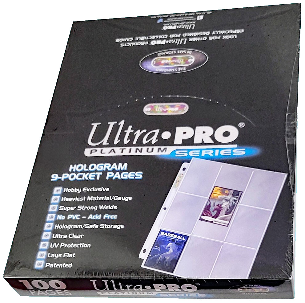 100 Ultra PRO Platinum 9-Pocket Card Pages Sheets Protectors Box 81320 baseball
