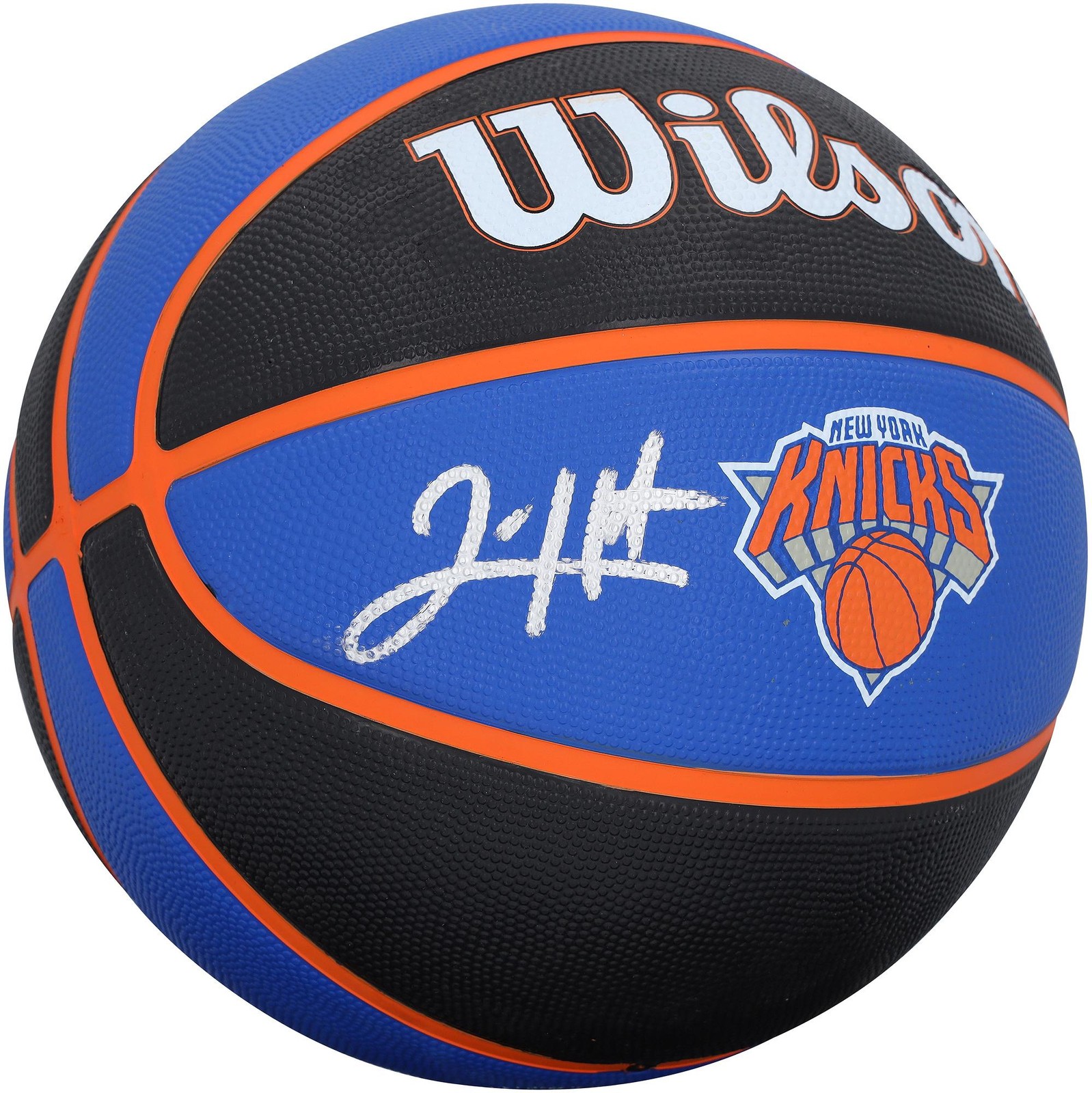 Josh Hart New York Knicks Signed Black and Blue Wilson Team Tribute Basketball
