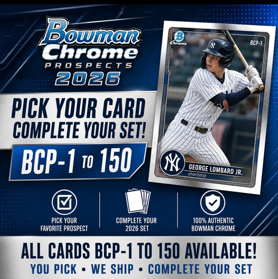 2026 Bowman • Chrome Prospects BCP-1–BCP-150 • YOU PICK ALL $1 OR LESS