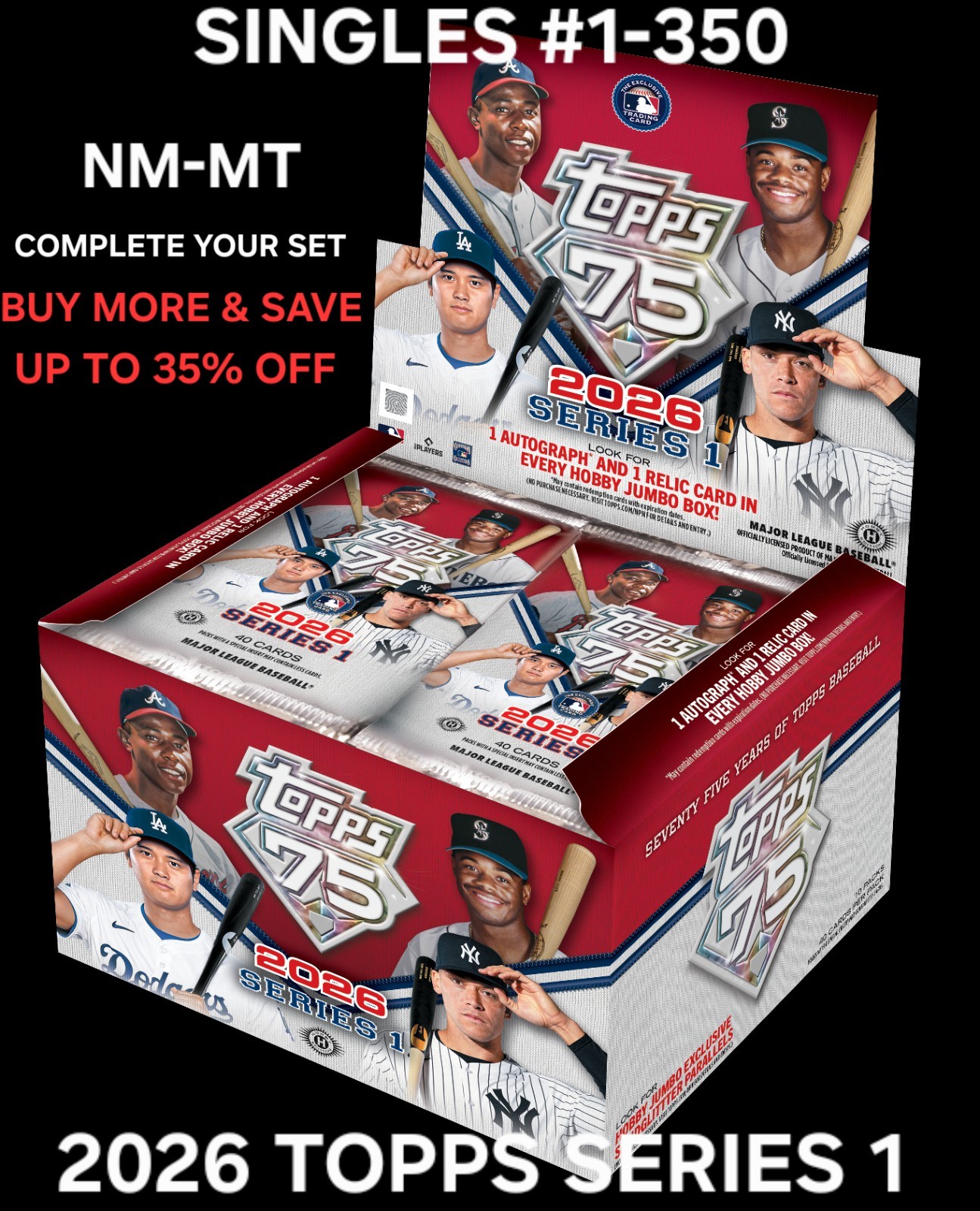 2026 TOPPS SERIES 1 BASEBALL CARD – SINGLES – COMPLETE YOUR SET – NM-MT #1-350