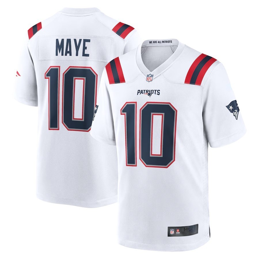 Men’s Drake Maye Red Player Game Jersey – Fully Stitched