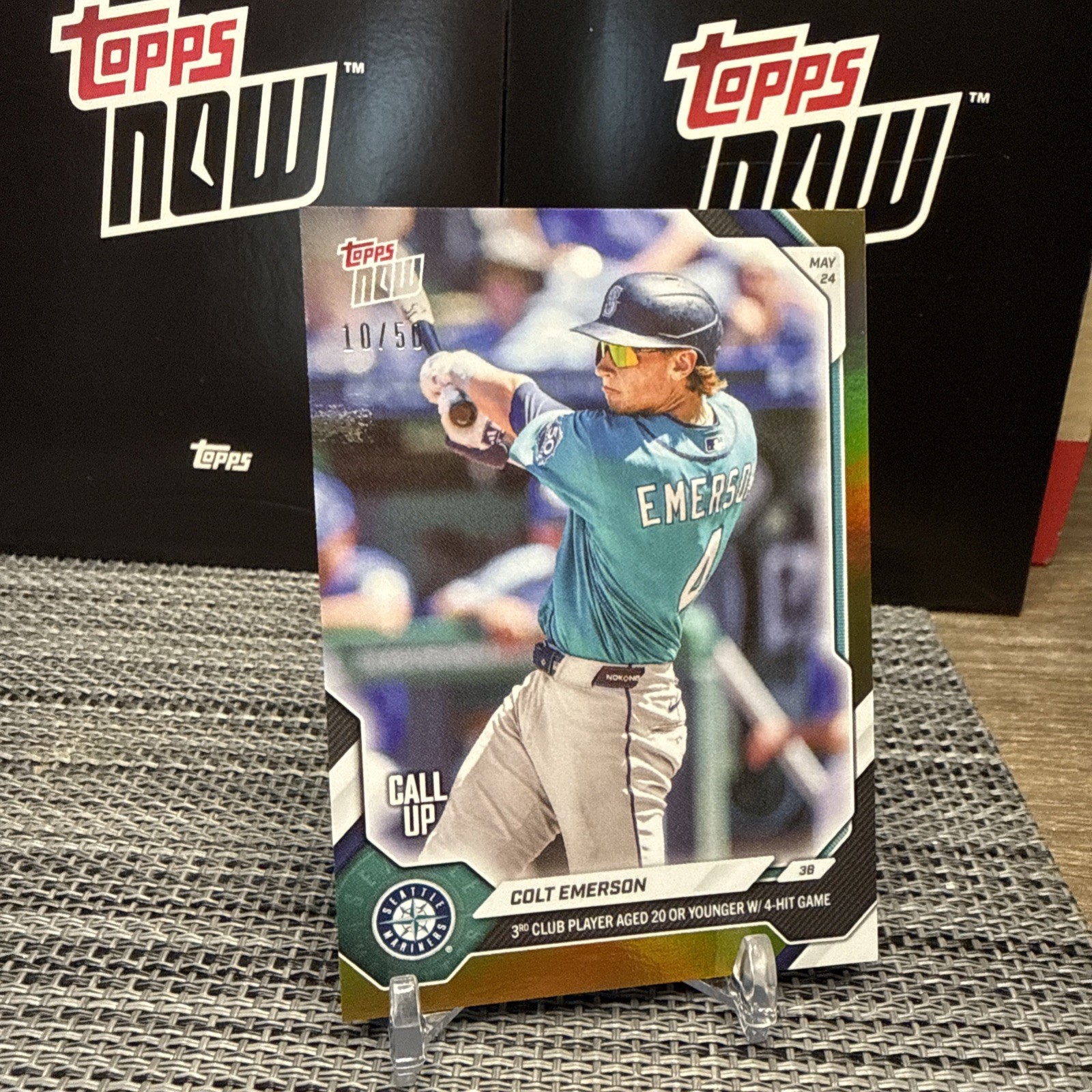 Colt Emerson, Seattle Mariners – 2026 Topps Now CALL-UP…Gold Foil Parallel 10/50