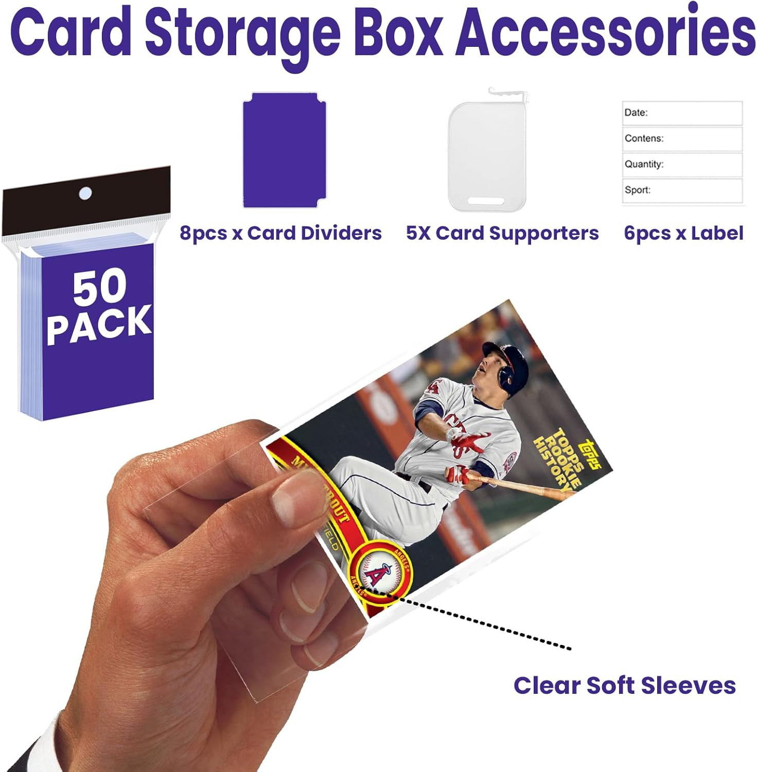 Trading Card Storage Box Large-Capacity, Card Case–Holds 3940 Cards,Includes 50
