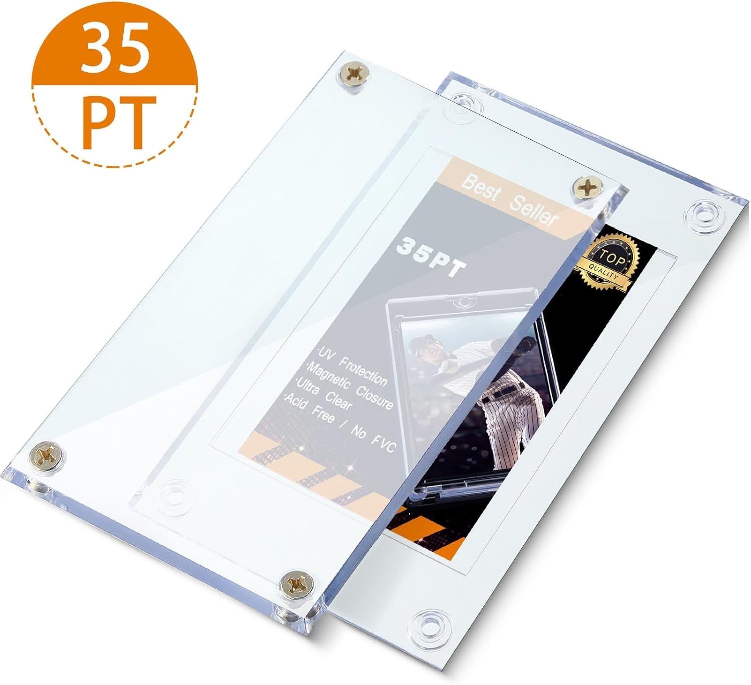 5 Pieces 4 Screw Trading Card Protector 35 Pt Acrylic Holder Clear Case ??????