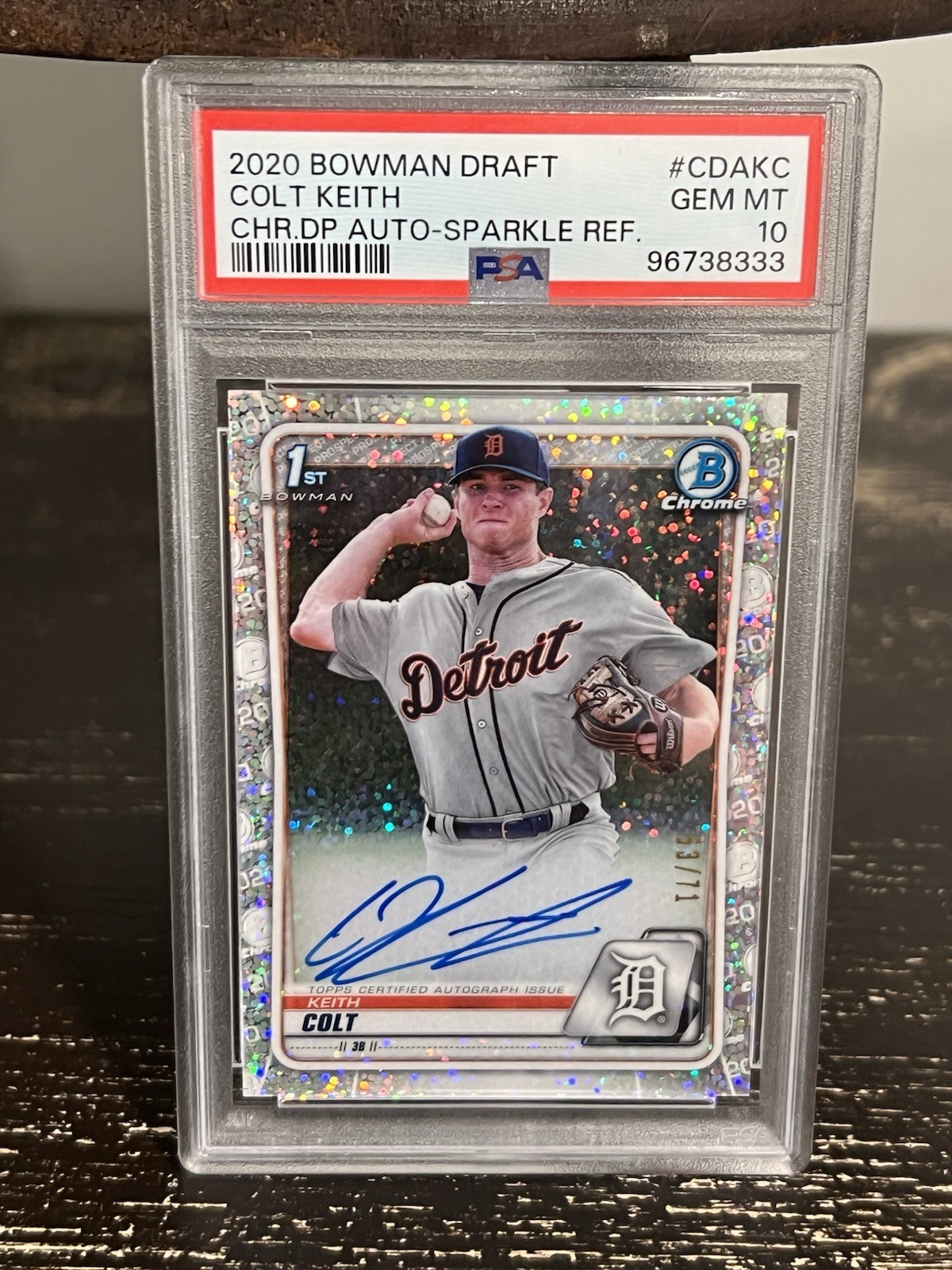 2020 Bowman Chrome Colt Keith 1st Auto Sparkle Refractor /71 PSA 10