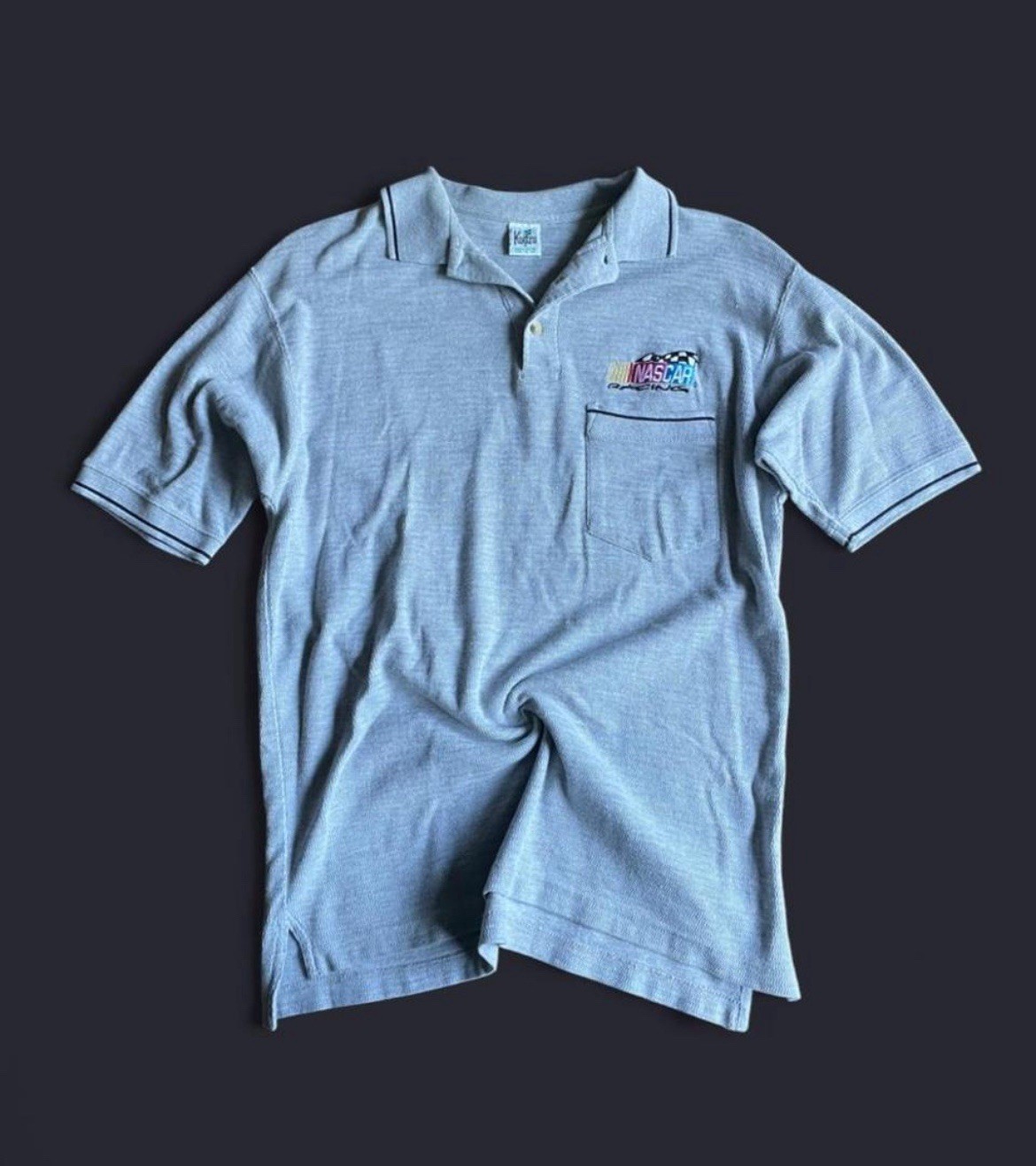 Vintage Nascar Polo Medium Embroidered Gray Racing Shirt