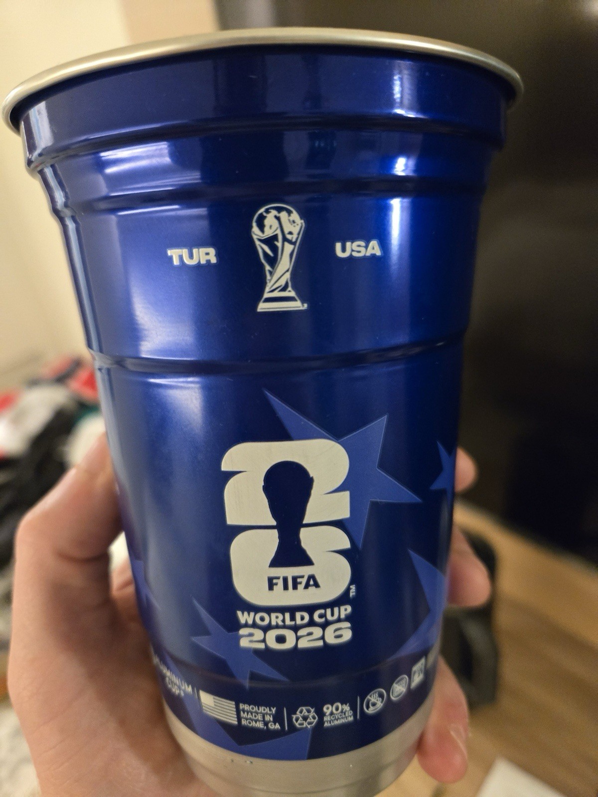 (1) Aluminum Souvenir Cup USA Turkey Türkiye Official 2026 FIFA World Cup nkw