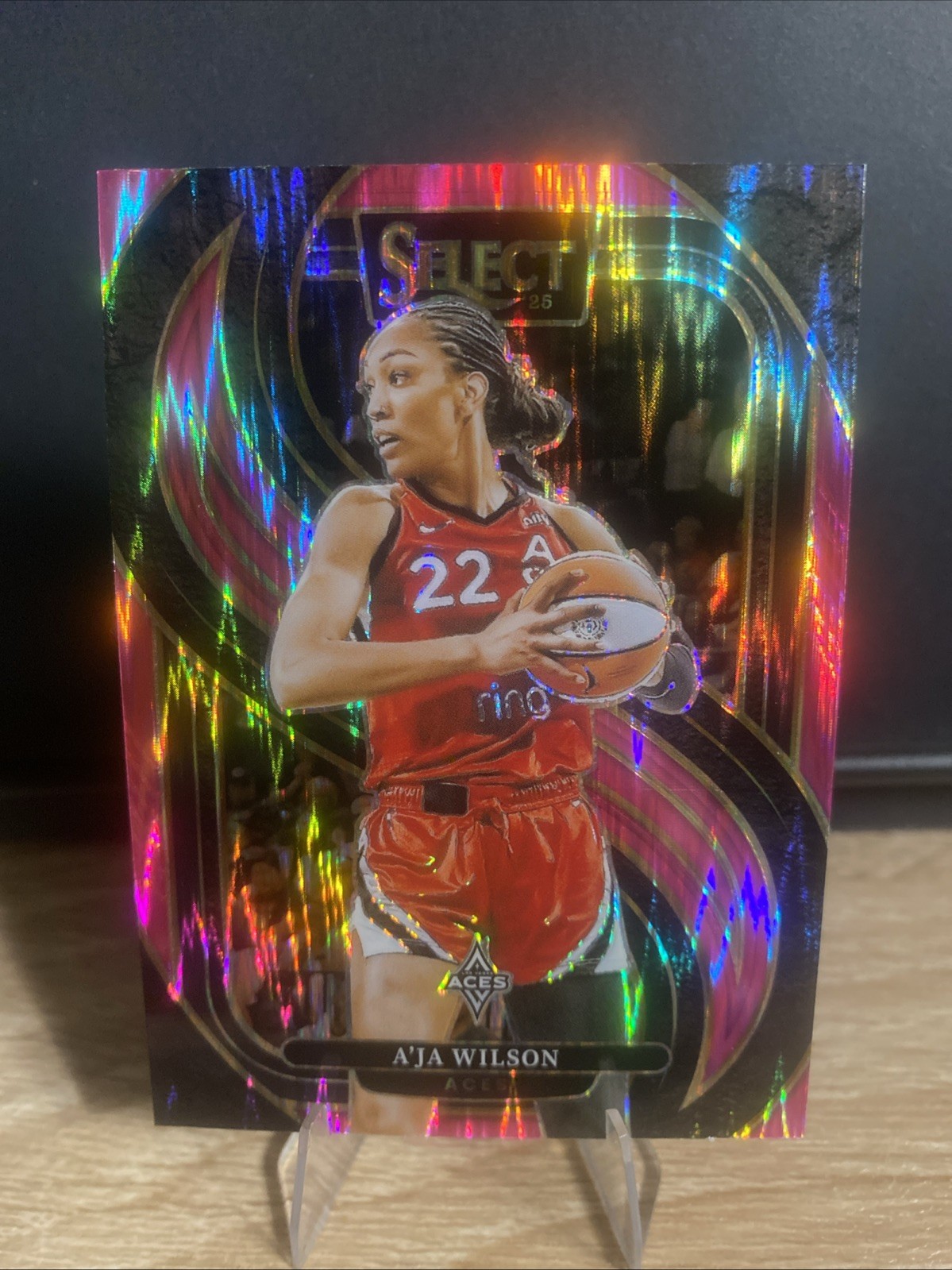 A’ja Wilson 2025 Panini Select WNBA 131 Pink Flash Prizms Las Vegas Aces