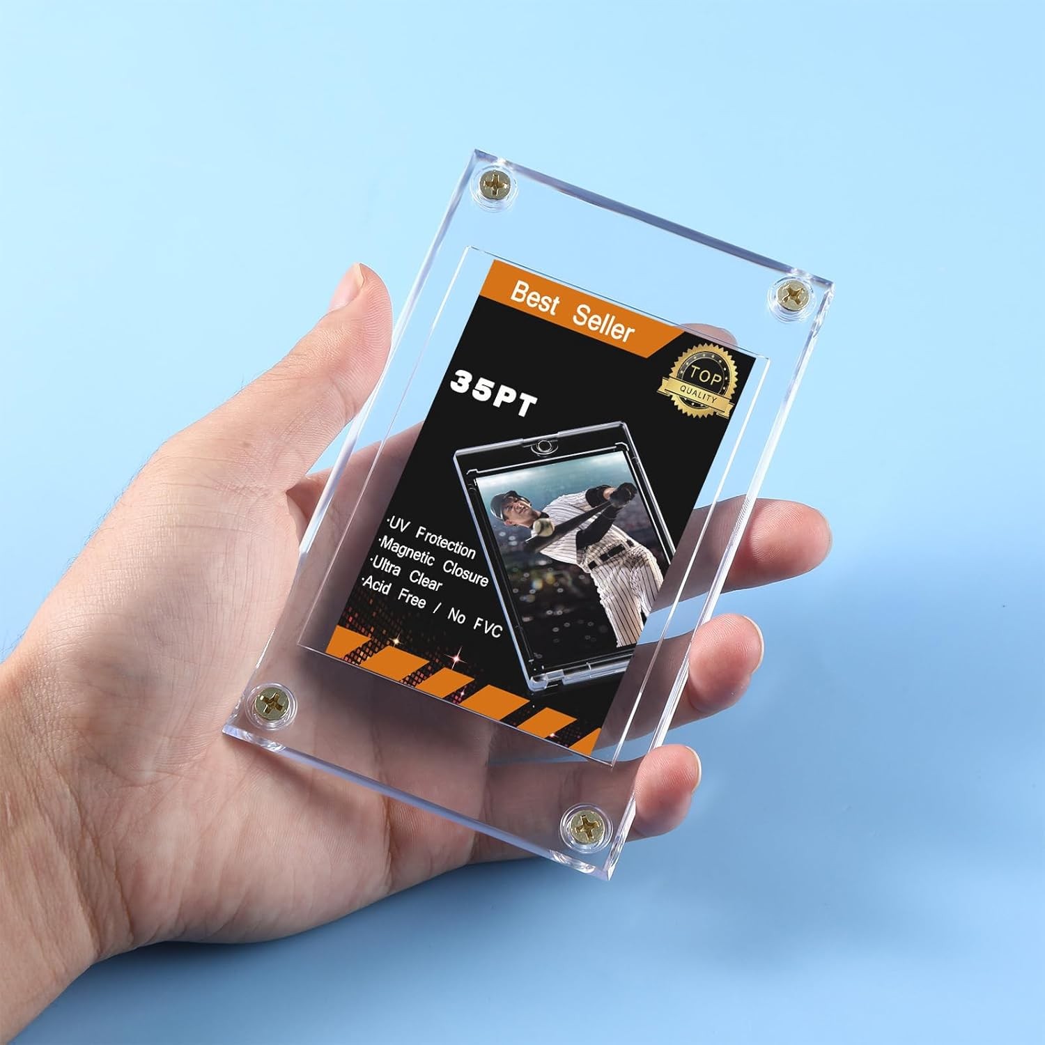 5 Pieces 4 Screw Trading Card Protector 35 Pt Acrylic Holder Clear Case ??????