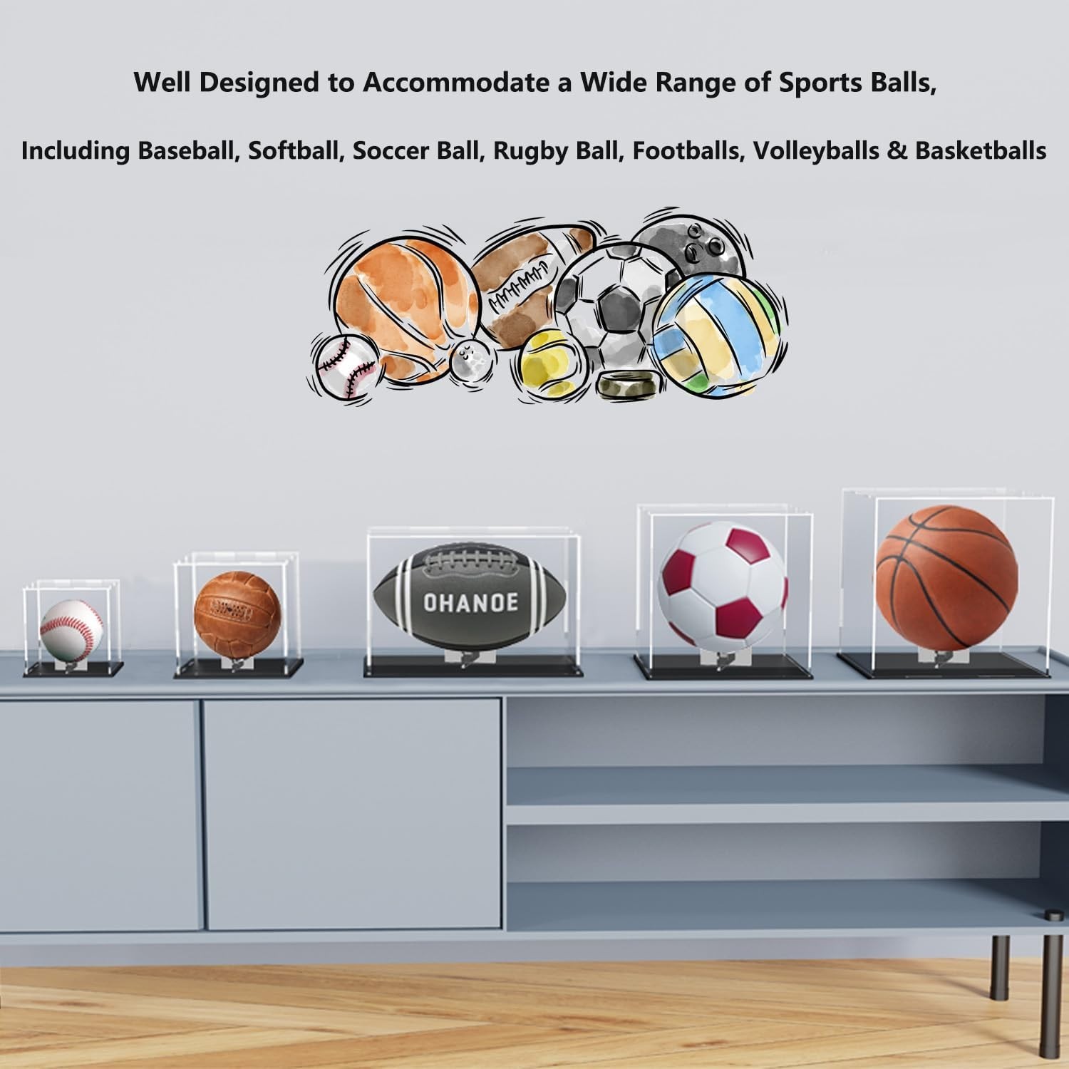 Acrylic Display Box with Removeable Ball Stand, Clear Acrylic Case for Full S…
