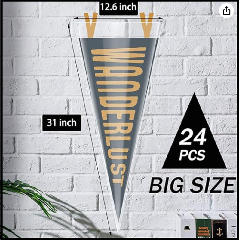 24 Pcs Protective Sleeves for Pennants Display 12″ X 30″ Pennant Holder Top Load
