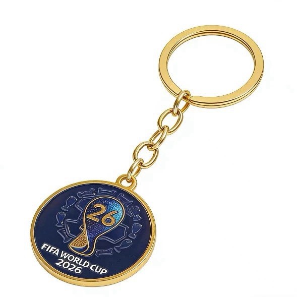 FIFA World Cup 2026 Metal Keychain Key Ring Gold Blue Modern 1970-Now