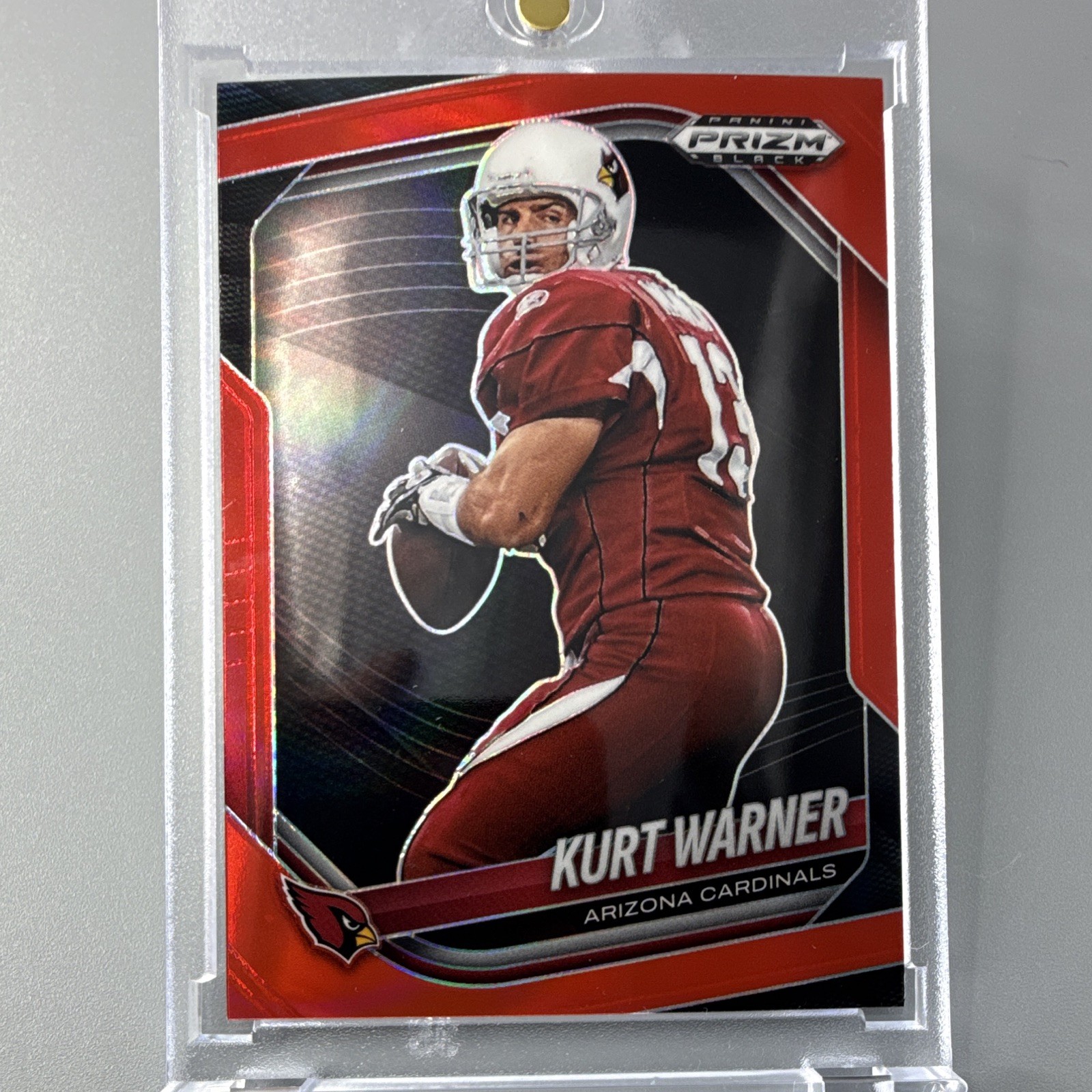 Panini 2025 Prizm Black Kurt Warner #1 Red Prizm /299 Arizona Cardinals