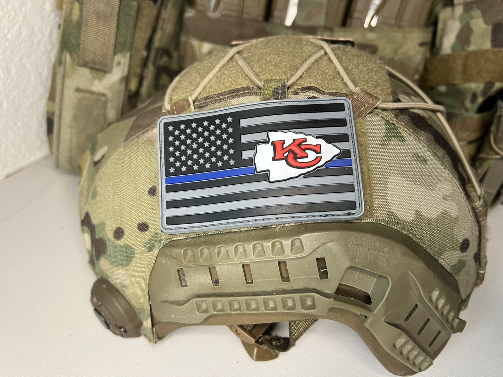 Thin Blue Line Police Lives Matter Kansas City Chief American Football PVC Patch