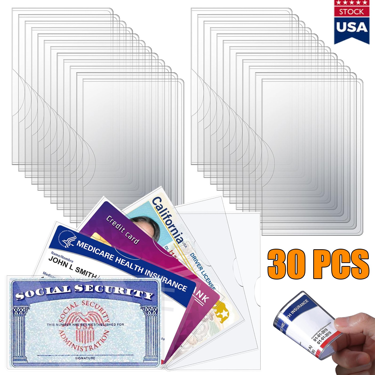 30pcs Social Security Card Protector Sleeves/New Medicare Card Protector Sleeve