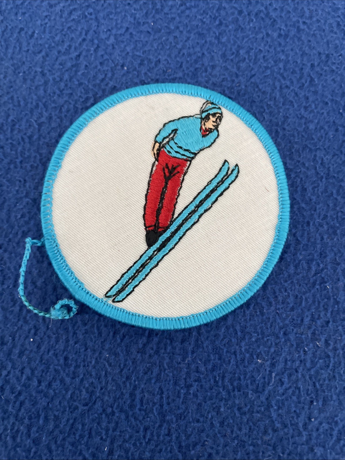 Vintage Ski Jump Skier Embroidered Patch Skiing Sport Badge Retro Unused NOS