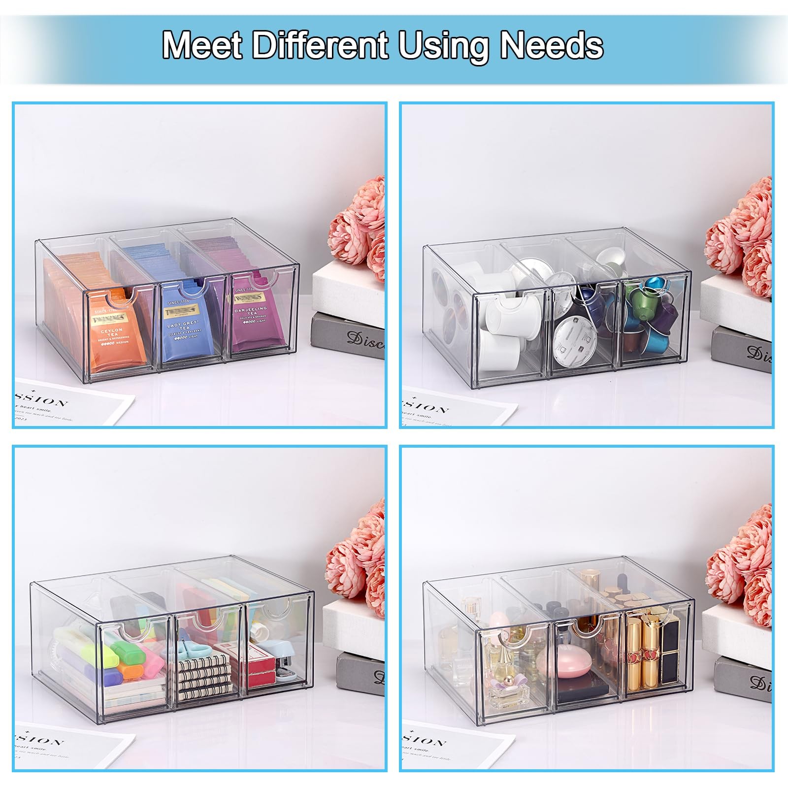 1 Plastic Trading Card Storage with 3 Drawers, Clear Stackable TCG/Card Organ…