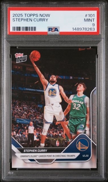 COOPER FLAGG + STEPH CURRY 26K POINTS * PSA 9 * 2025 TOPPS NOW NBA ROOKIE #101
