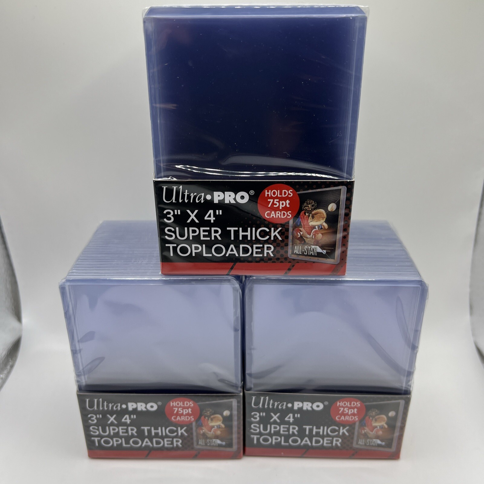 Ultra Pro 3X4 Super Thick 75pt Toploaders 3 Packs of 25 for up to 75pt Cards