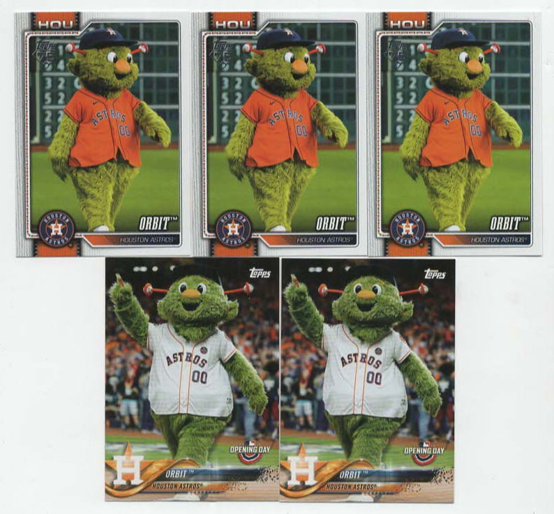 (5) Orbit 2018/2026 TOPPS OPENING DAY + CELEBRATION MASCOT LOT HOUSTON ASTROS