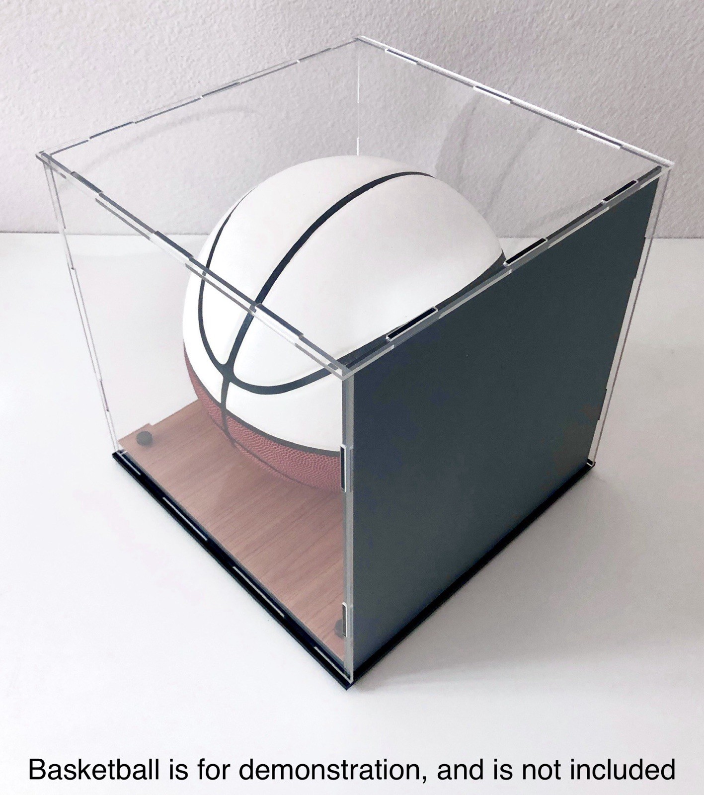 Basketball Display Case with Acrylic Wooden Court Base & Mirror Back