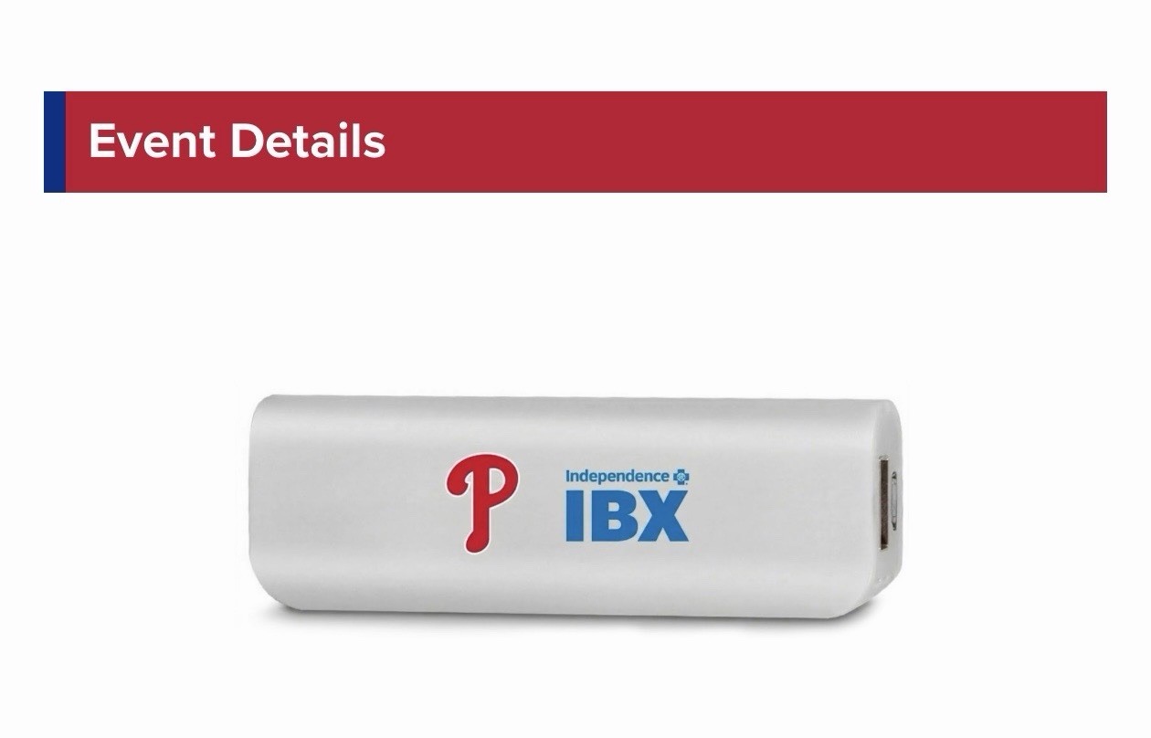2026 Phillies SGA Teacher Appreciation Night Teacher’s Compact Power Bank 5/8/26