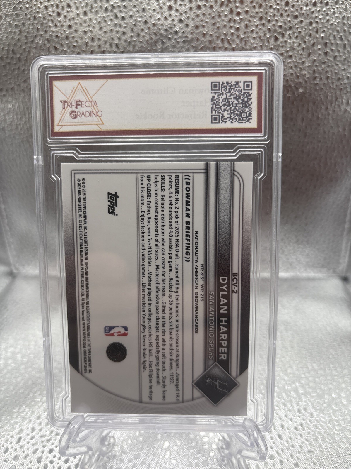 2026 Bowman Chrome Dylan Harper Mojo Refractor RC #BCV-2 GEM 10 Spurs
