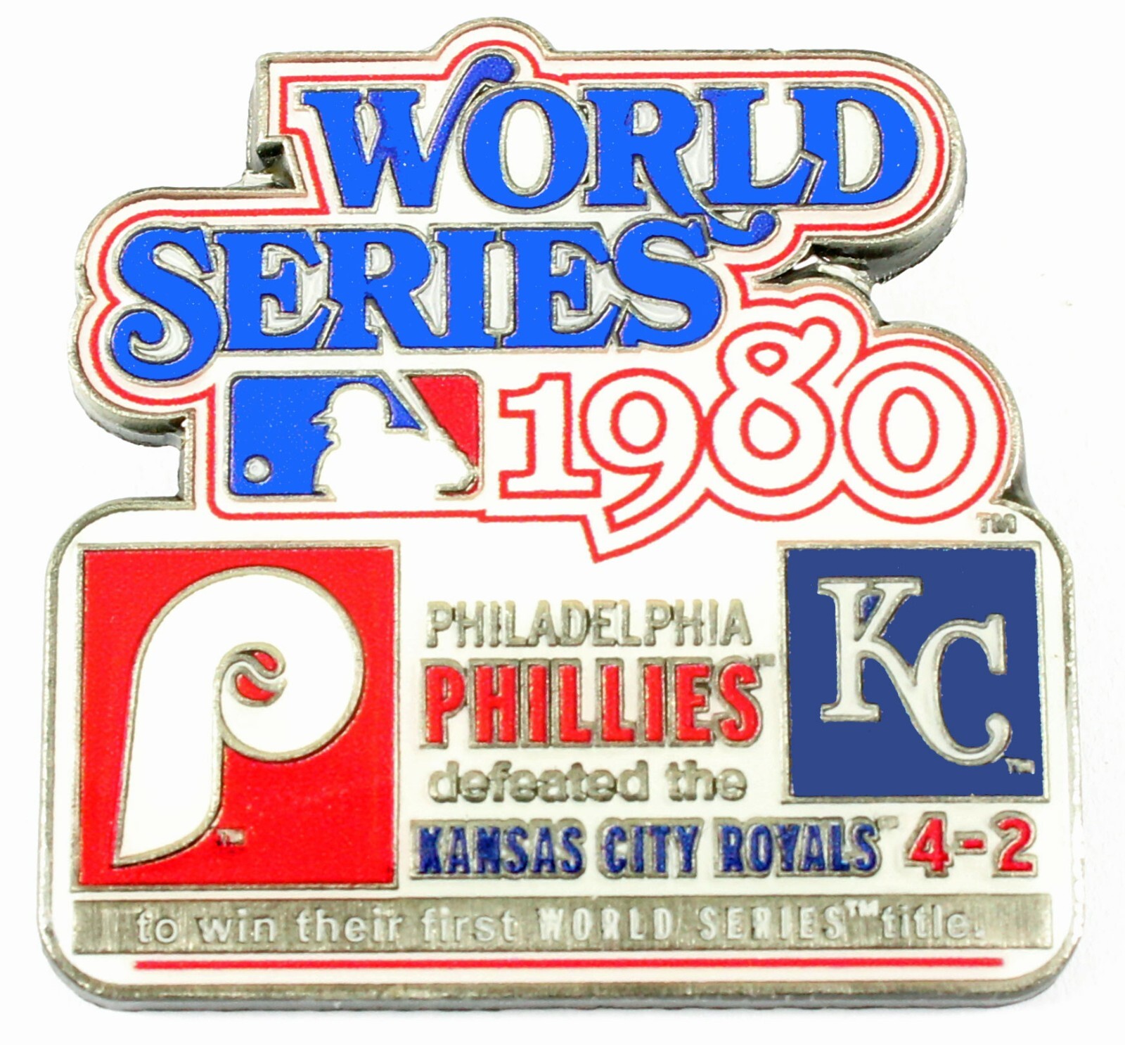 1980 World Series Commemorative Pin – Phillies vs. Royals – 1.5″