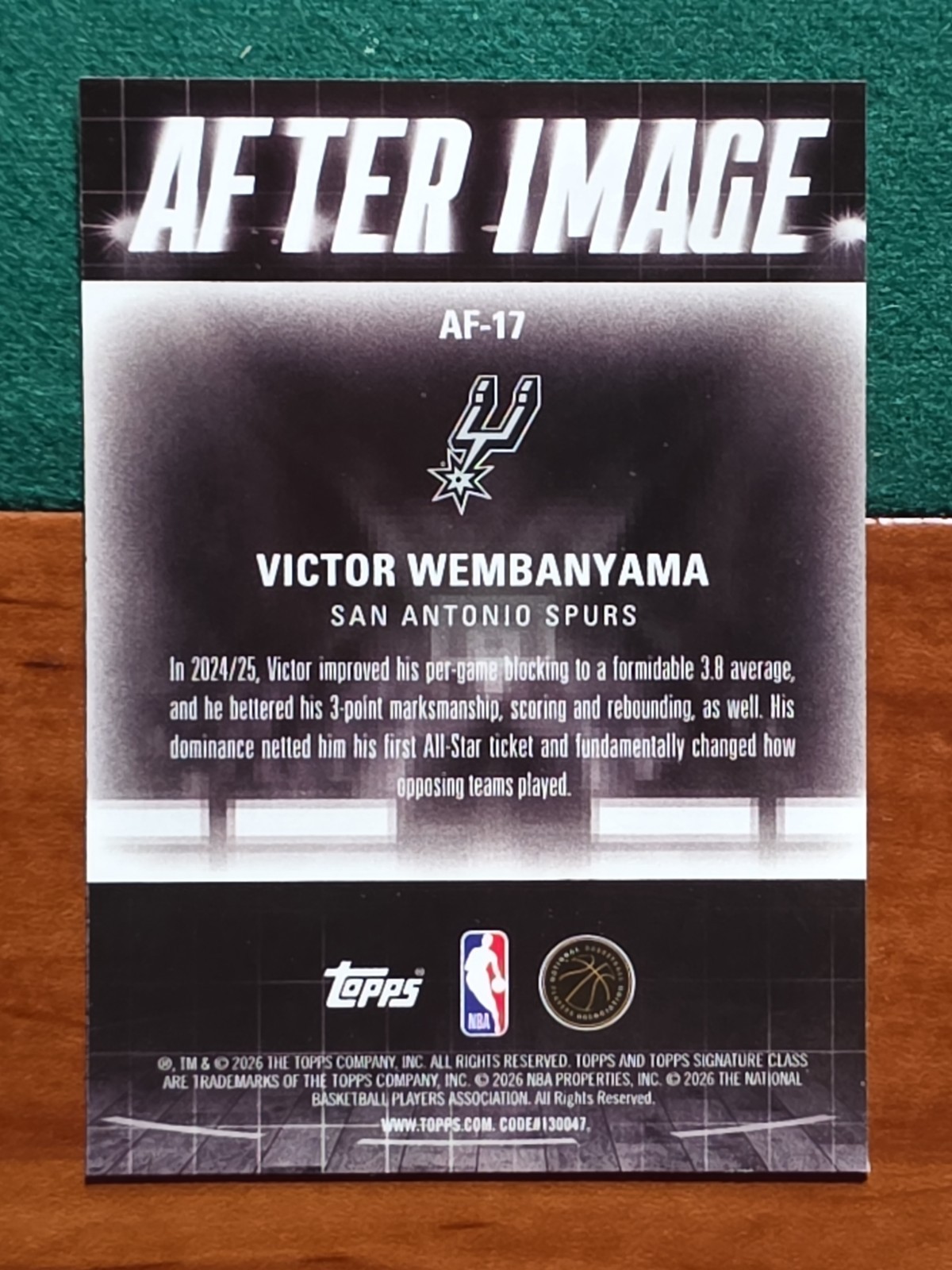 Topps Signature Class After Image Insert 2025-26 Victor Wembanyama #AF-17 Spurs