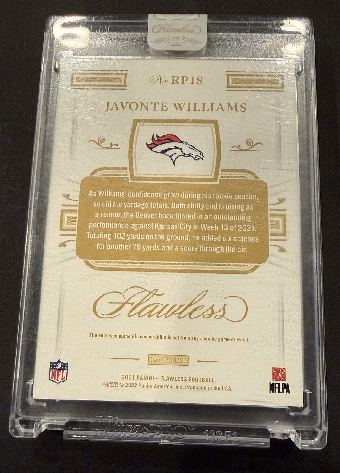 2021 Panini Flawless Javonte Williams **NFL SHIELD 1/1**