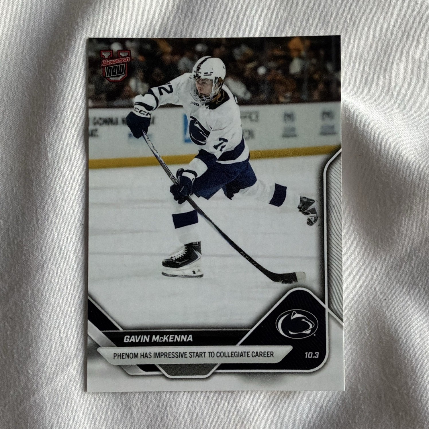 Topps Bowman U Now 2025 Gavin McKenna #1 debut 1st game Penn State NCAA Hockey
