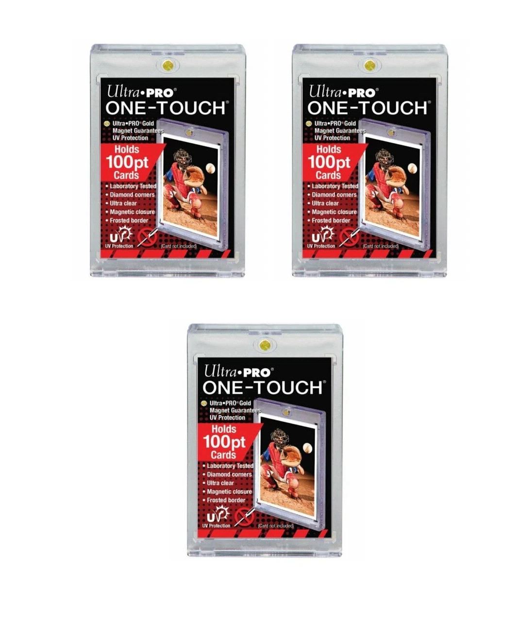 (3-Pack Ultra Pro One Touch Magnetic Card Holder 100pt w UV Extra Thick Size