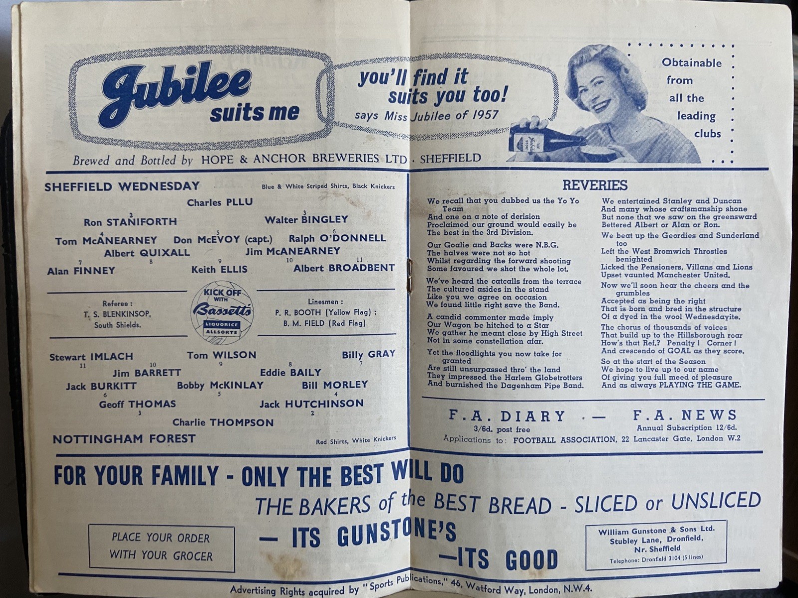 SHEFFIELD WEDNESDAY v NOTTINGHAM FOREST, 31/08/1957, DIVISION 1,