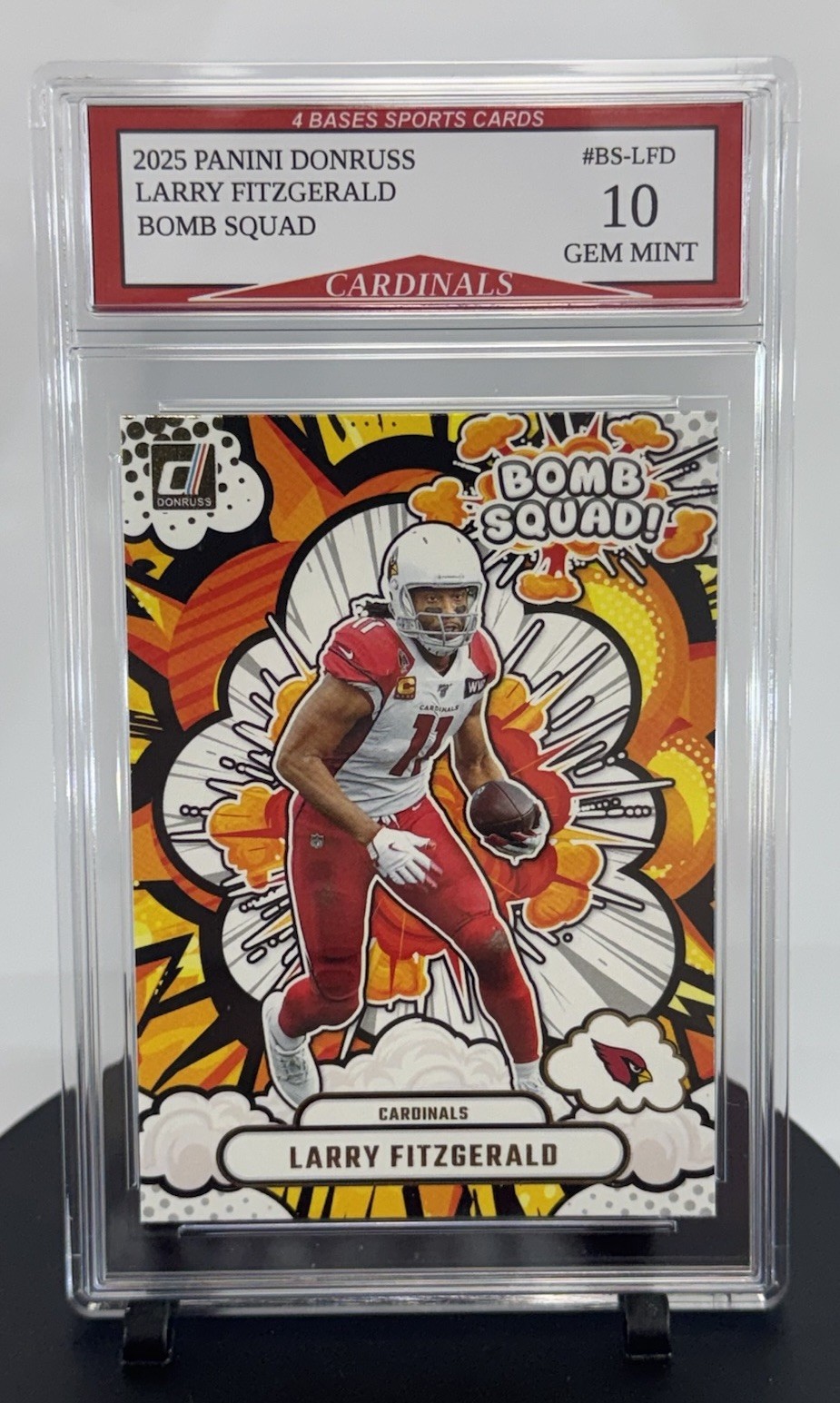 2025 Panini Donruss Larry Fitzgerald Cardinals Bomb Squad Insert Gem Mint 10